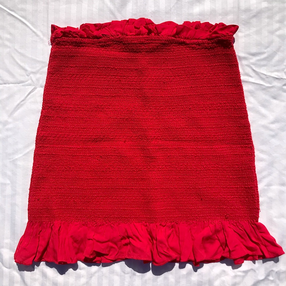 Showpo Red Ruffle Hem Mini Skirt - Size 4 (S)